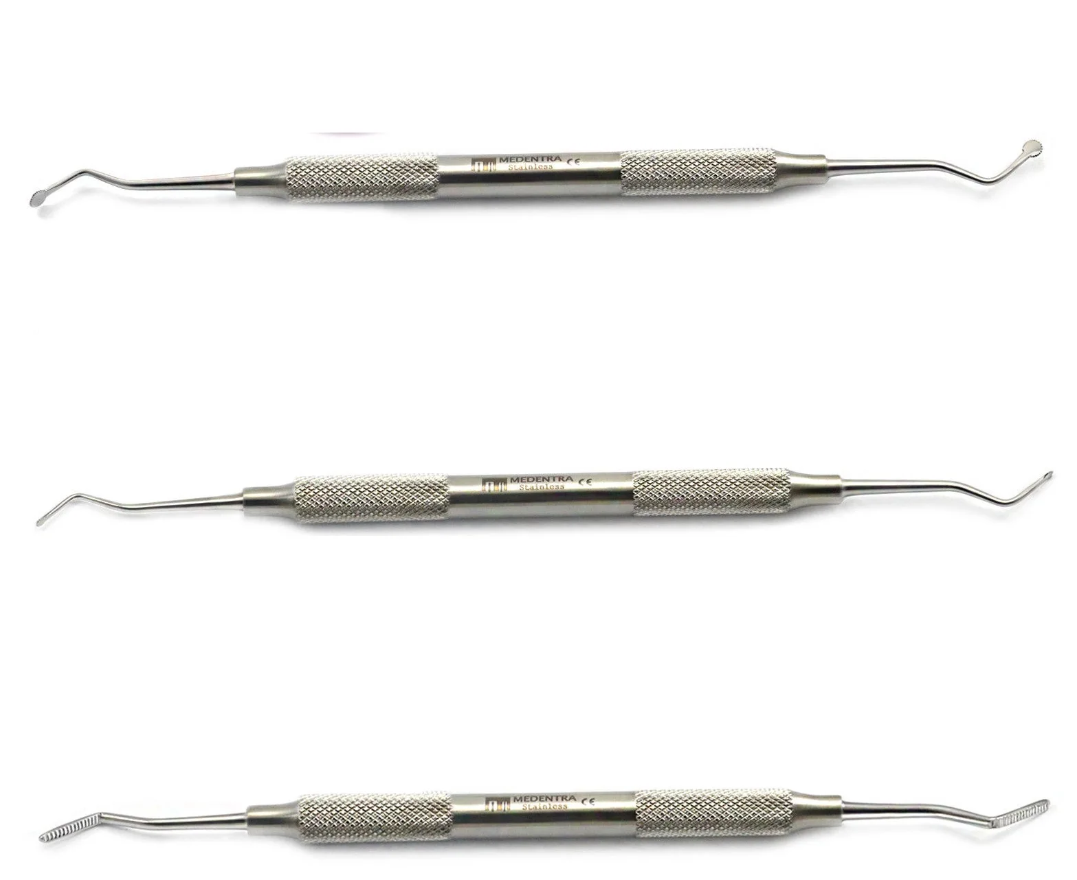 3 Pieces Dental Gingival Cord Packer with Serration Atraumatic Cord Placement Stainless Steel
