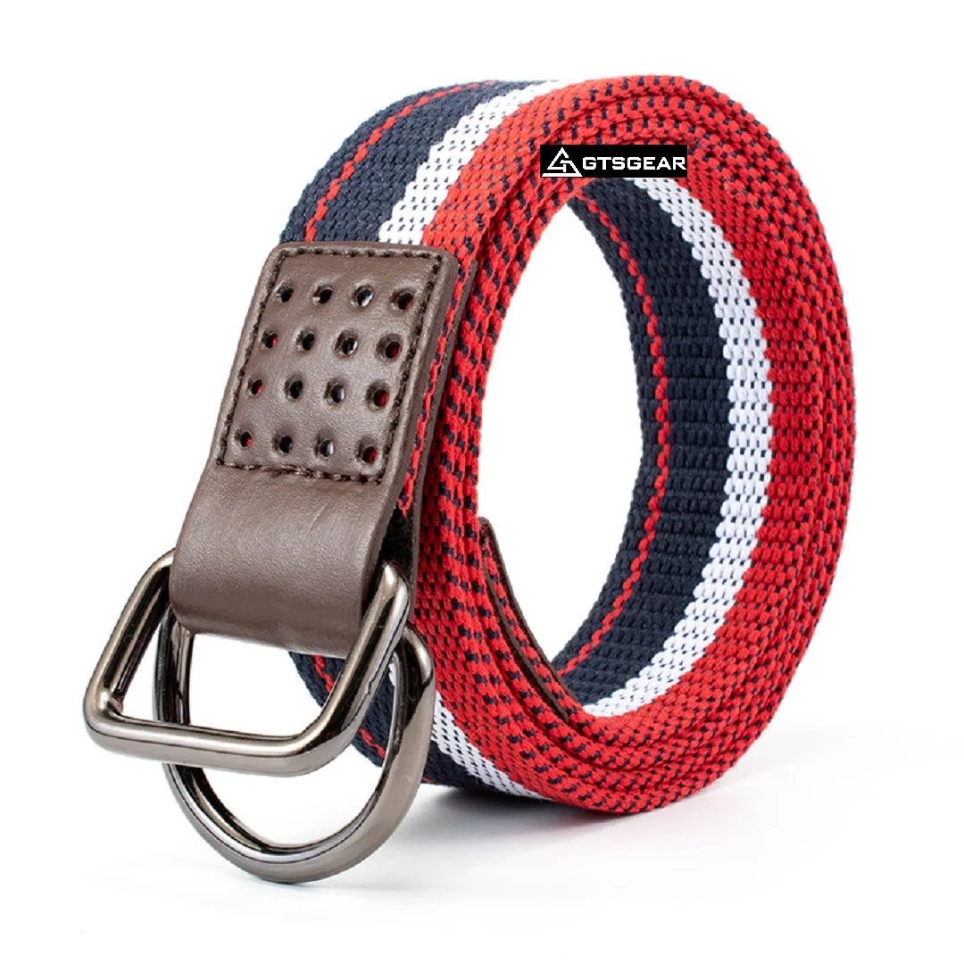 BL92 Double D Ring decorative Fashion belt for women men casual Alloy Buckle woven belt double ring buckle outdoor sports belt