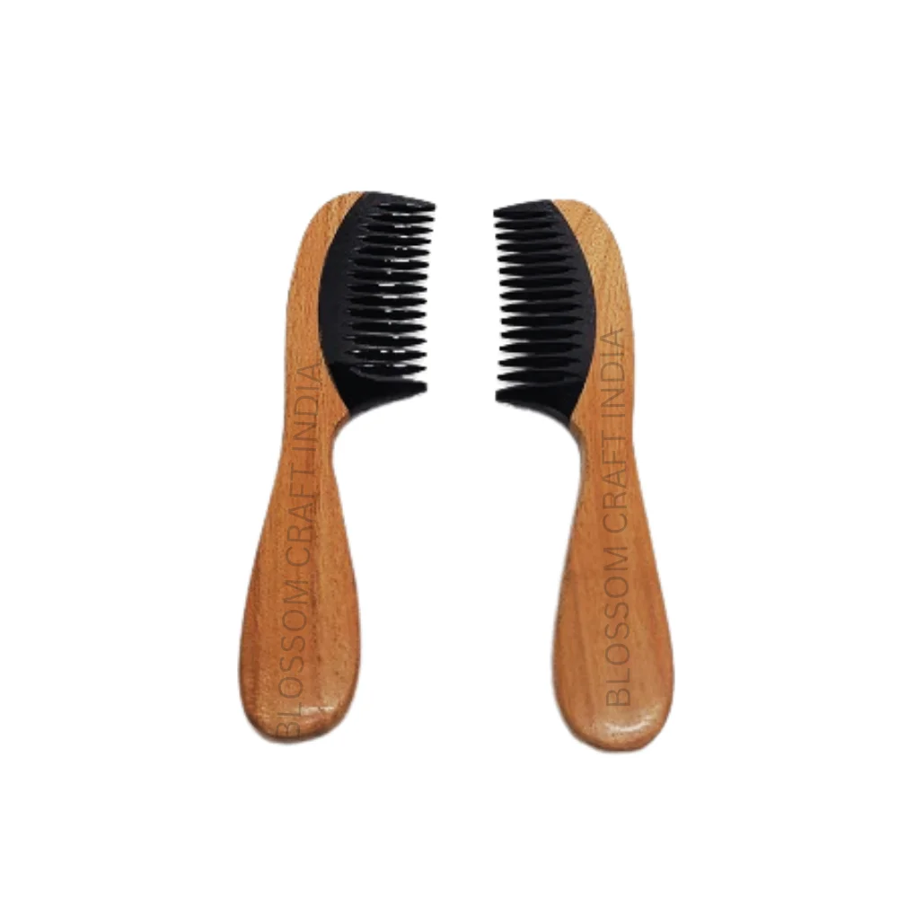 Hot Selling Natural Cow Horn comb with WOOD Handle Polished Neem Wood comb Agate Technique for Hair Care at best price