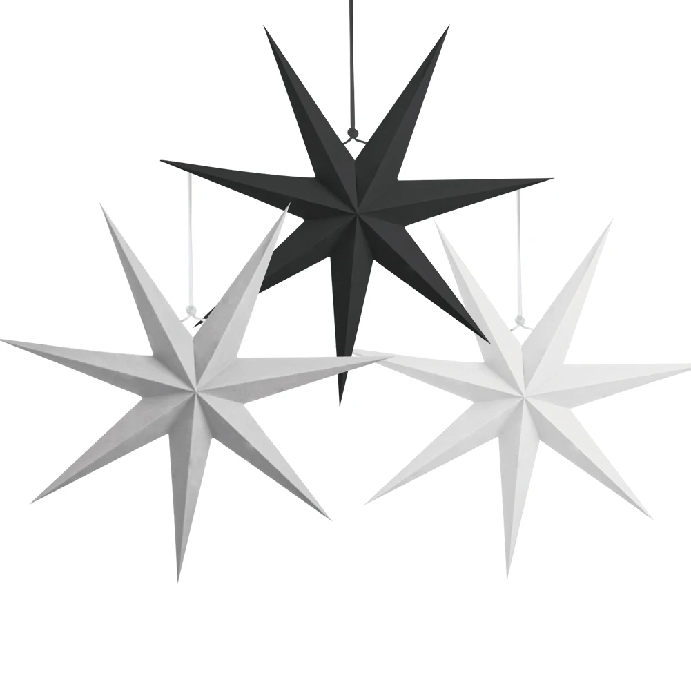 Wholesale 45cm Christmas White Black Gray Hanging Seven Paper Star Lanterns For Paper Decoration