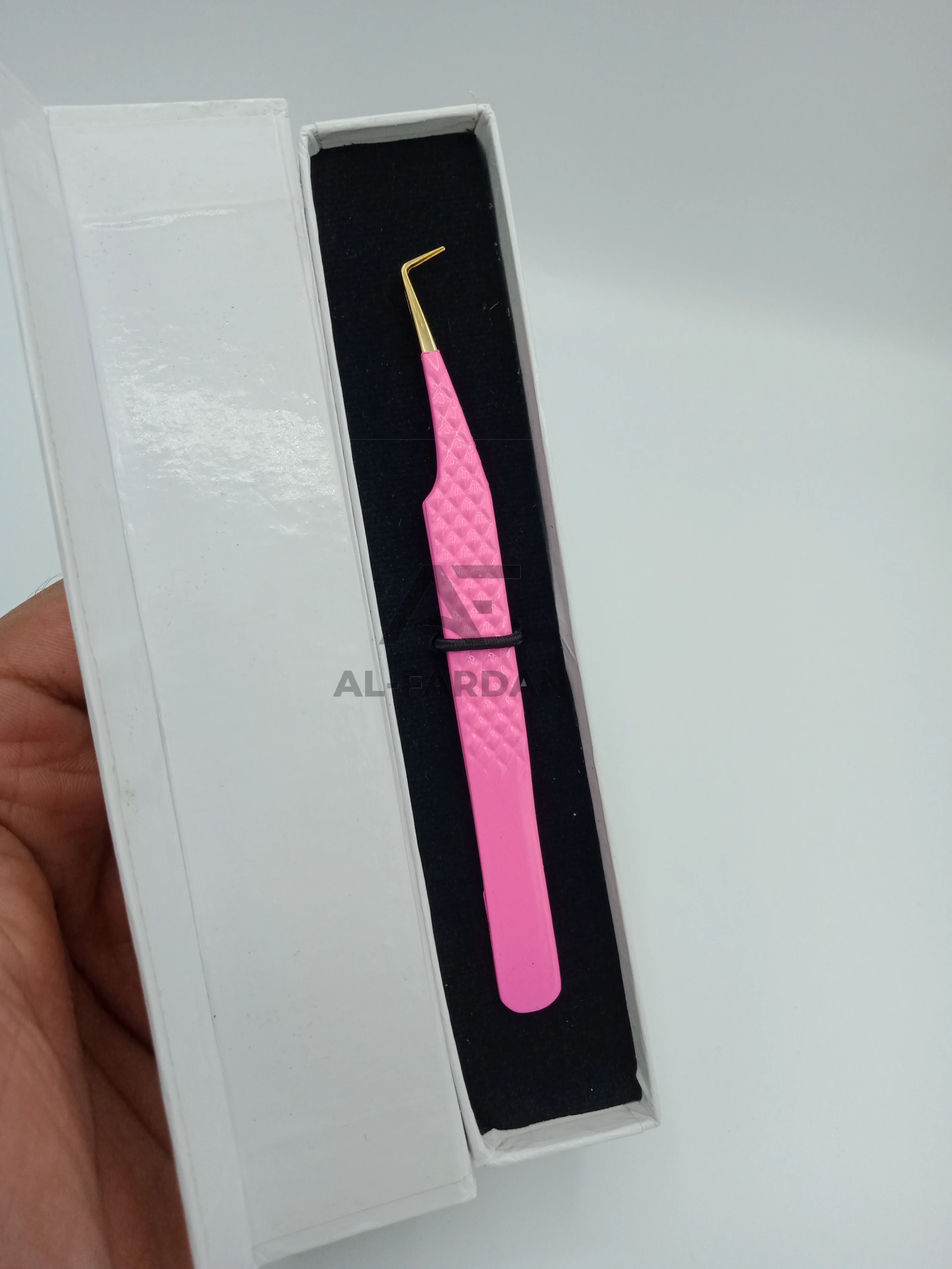 90 Degree Japanese Stainless Steel Diamond Grip Lash Volume Tweezers Hot Pink Gold Tip High Eyelash Extension Eyebrow Tool