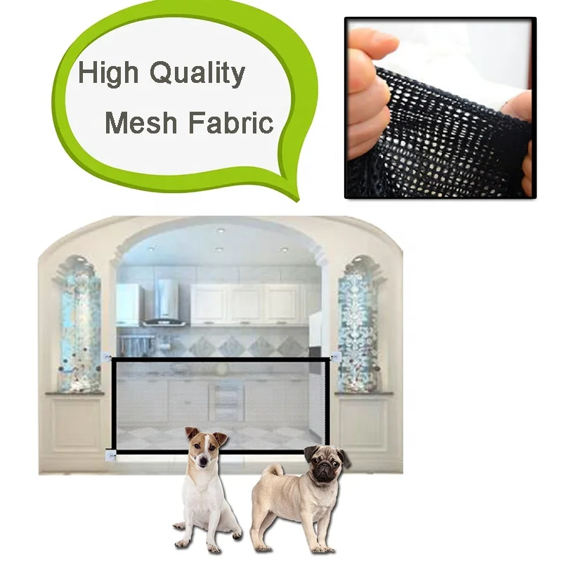 Portable Folding Pet Isolation Gate Separation Pet Barrier Guard Baby Isolation Net Mesh fabric Pet Fences Gate