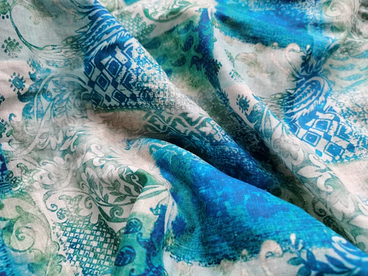 2023 ткань для рубашки из 55% льна и 45% хлопка с принтом