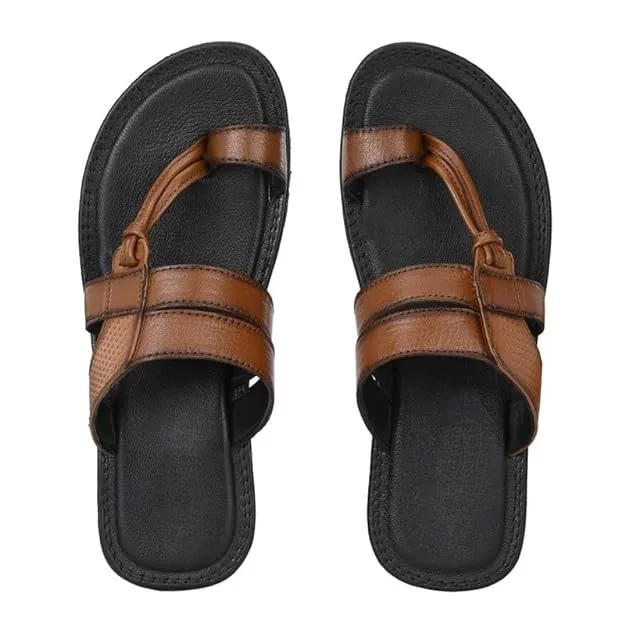 wholesale men genuine leather slippers fashion Comfortable Men slippers Custom Logo Hard-Wearing Flat Pu sole
