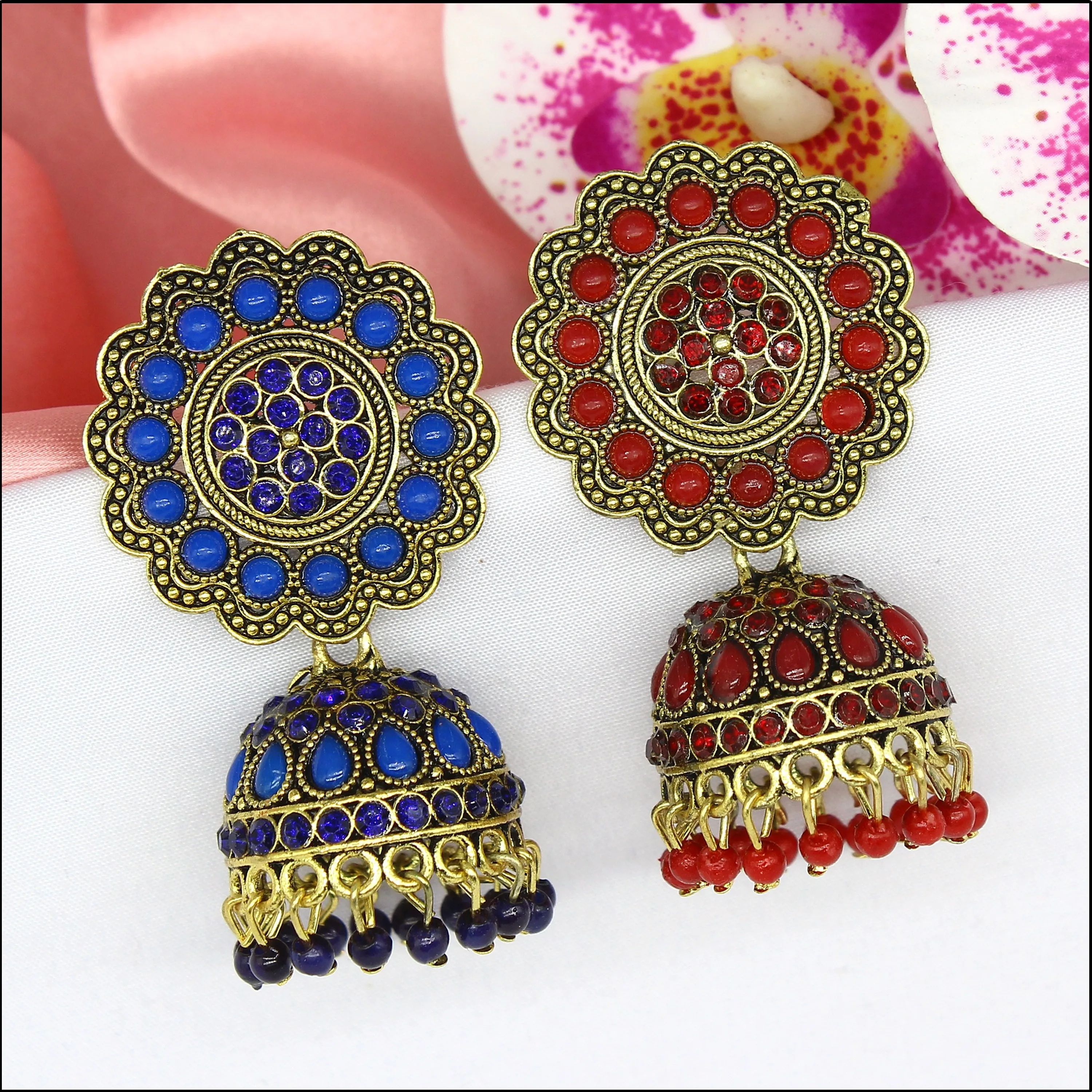 Earrings Manufacturer of Indo Western Meenakari Jewellery Jhumka Earring With Gold Plating for Export dubai indian jewelry