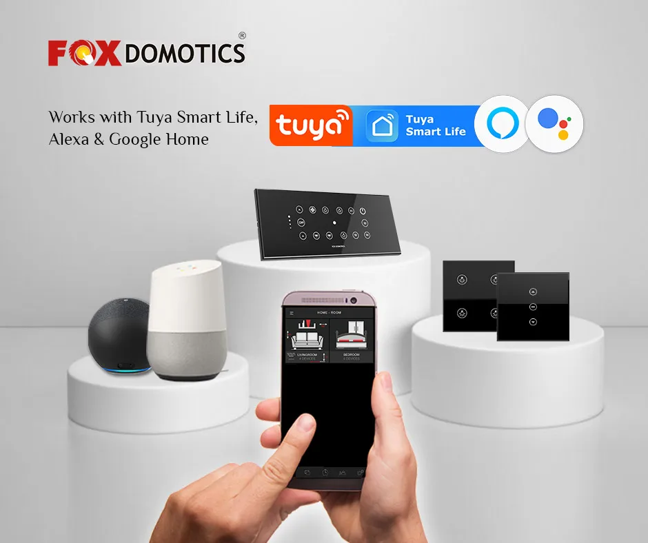 Home Automation Smart Touch Screen Switch Tuya single phase wifi smart switch Tuya smart life universal capacitive touch switch