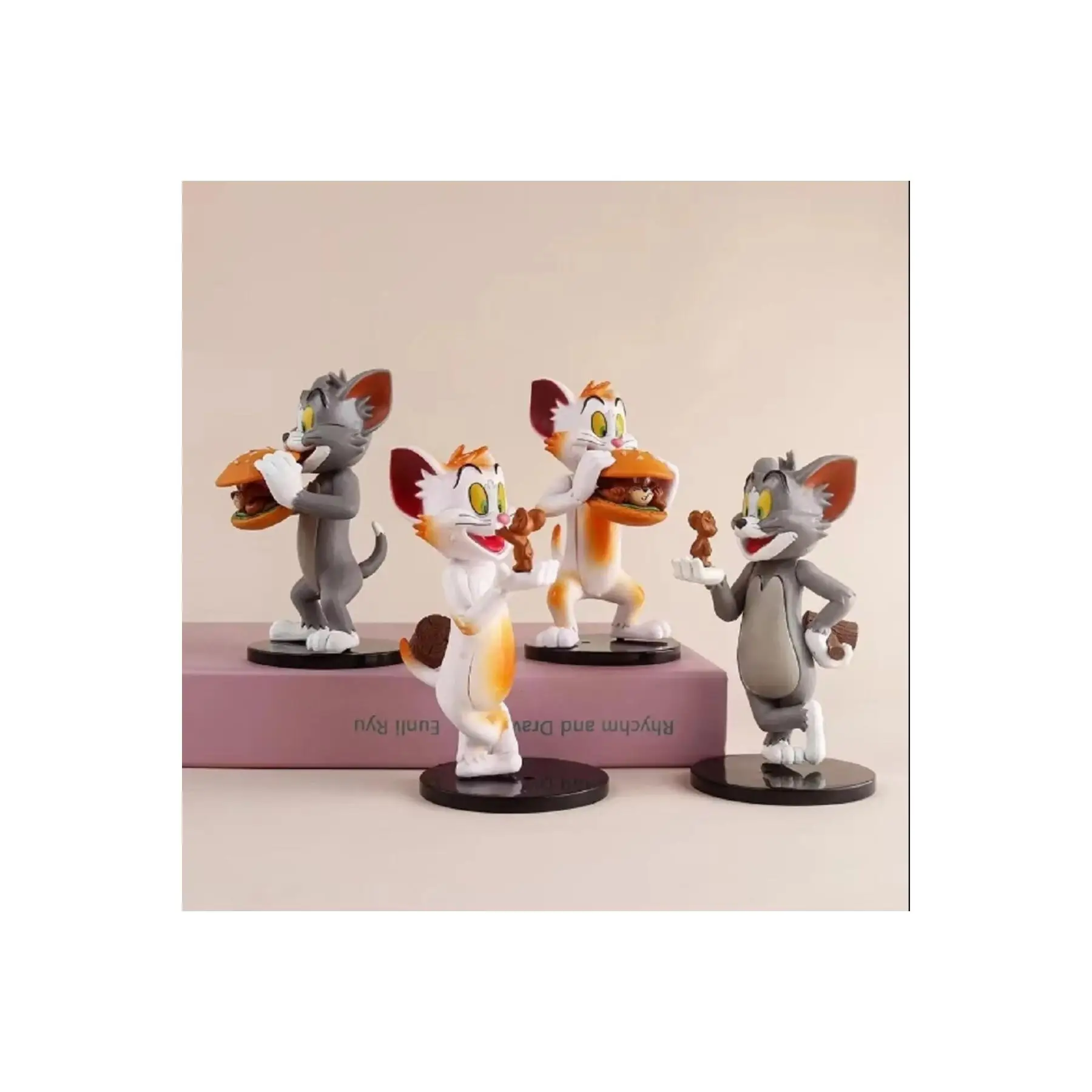 [Funny] 4pcs/Lot Disney Tom & Jerry Food Burger Action Figure Toys Statue Collection