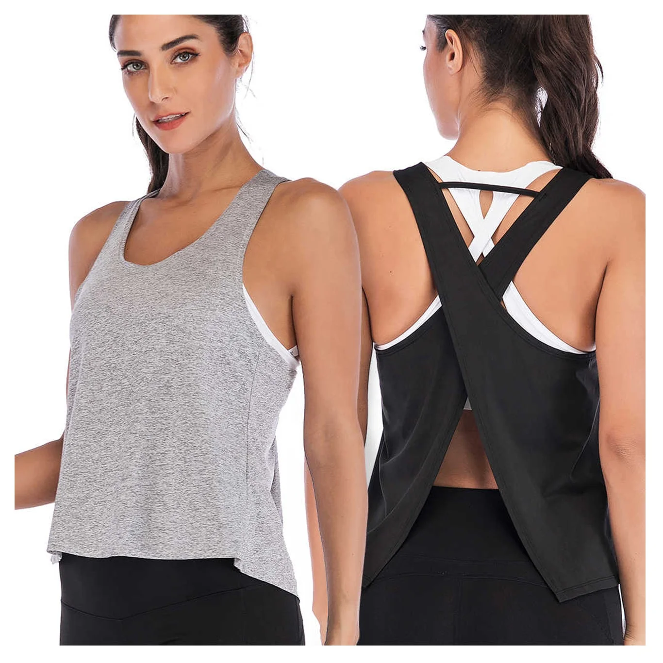 Summer Custom Logo Print Fitness Gym Sporty Sports Sportswear Woman Sleeveless Tops Cotton O-neck Tank Top For Women