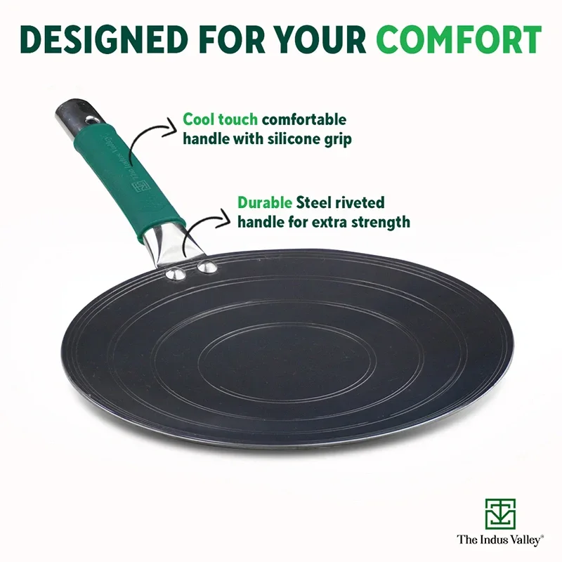 Pre Seasoned Cast Iron Tawa With Handle Roti chapati Cooking Utensil kitchen Pan Home Hotel Kitchen Ultimate Quality Iron Tawa