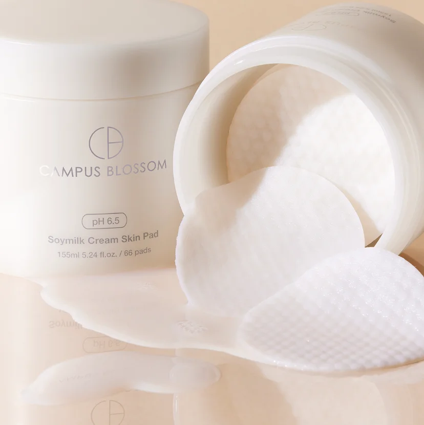 Campus Blossom Soymilk Cream Skin Pad 155ml/5.24 fl.oz. [Vegan|Cotton Pads|Toner|Serum|Moisture|Soymilk Cream]