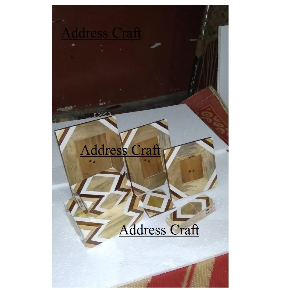 Handmade Bone Inlay Wooden Modern Pattern Photo Frame Furniture And Coaster Box Christmas Decor For Wedding Gift Home Decor