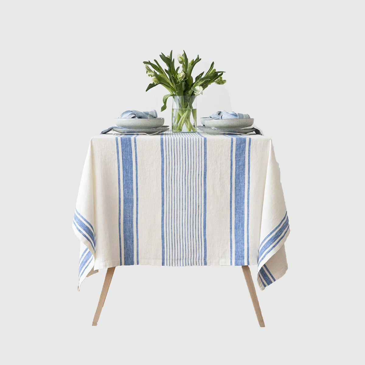 Luxury Striped Linen Flax Tablecloth For Home Decoration Modern Linen Tablecloth Embroidered Table Cover Made By Zed Aar Exports