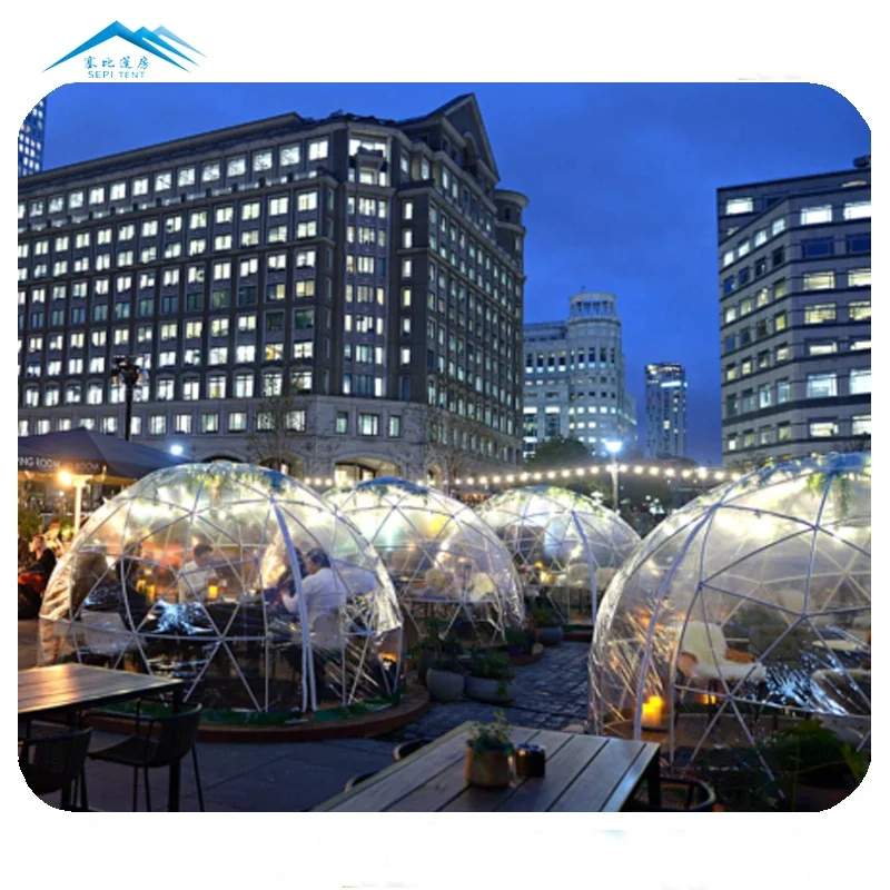 Small Hight Quality Outdoor Party Spherical PVC Glamping Waterproof PC Dome Transparent Geodesic Dome Igloo Gazebo Tent For Sale