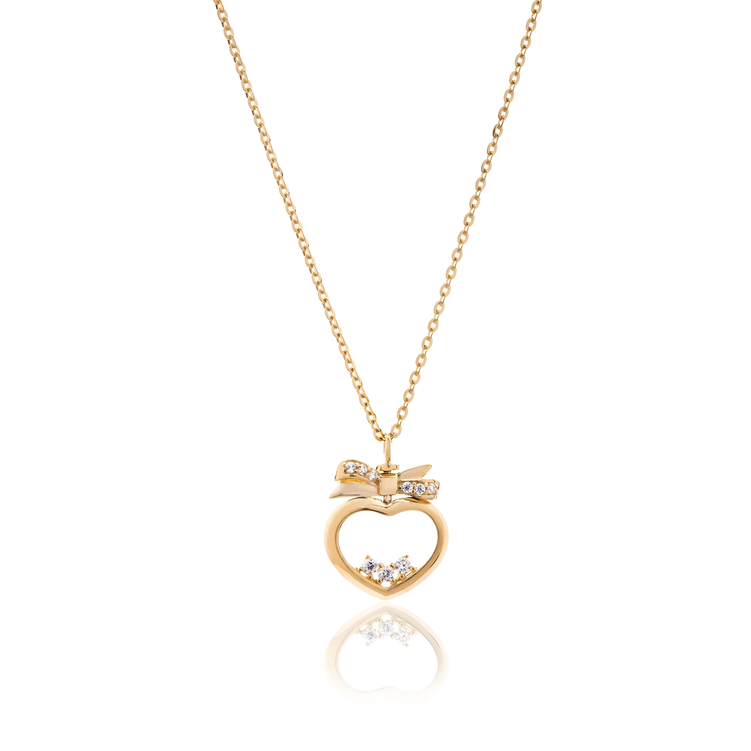 Best Selling Heart Shaped Pendant Necklace for Women Wholesale 14k Gold Chain With Cz Stone Vietnam Manufacturer DCMAMD594