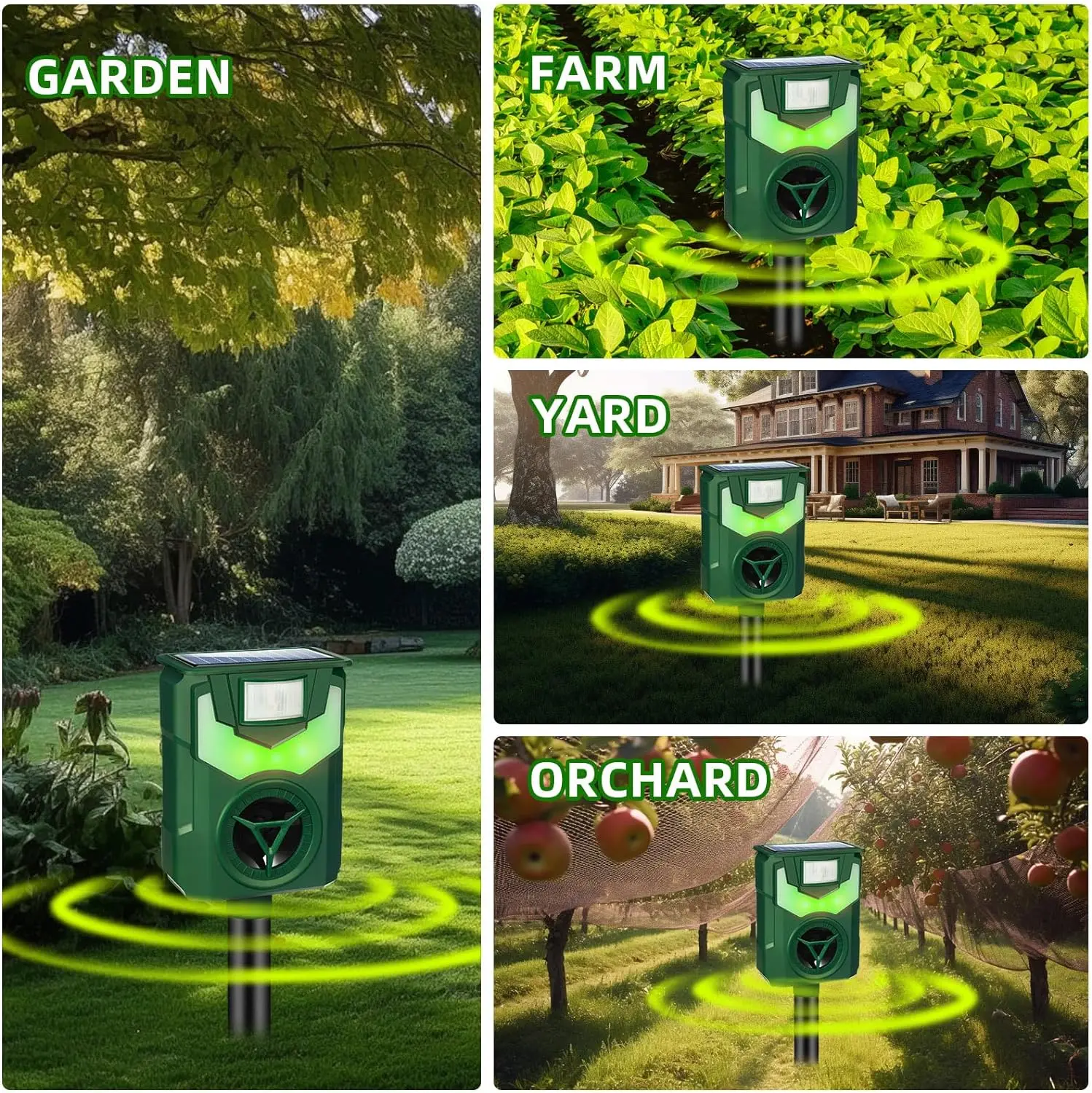 Ultrasonic Animal Repellent Cat Deterrent Outdoor  Flame Light Animal Repellent for Garden Repel Dogs Bird Skunk  Squirrels Deer