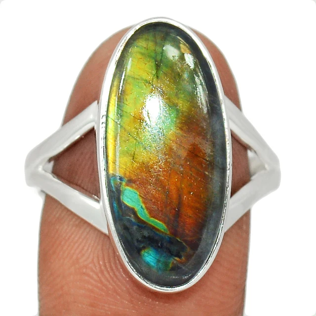 UV Overseas - Spectrolite Labradorite Gemstones & Jewellery 925 Sterling Silver Vintage Jewelry Charm Rings For Girls