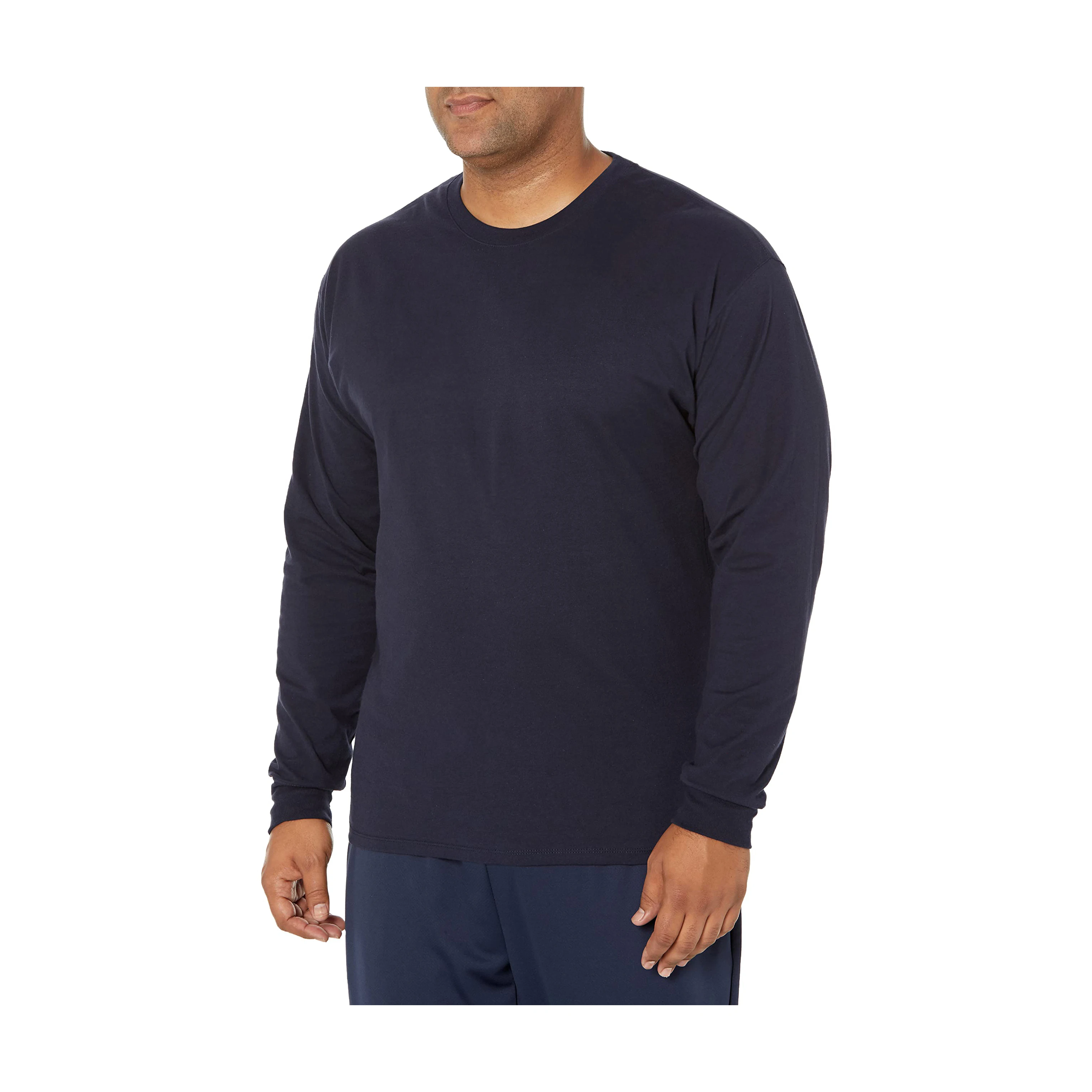 Mens High Quality Golden and Navy Blue Color Round Neck Custom Made Full Sleeves T shirt Mens Ribbed Cuffs Long Sleeves Shirt