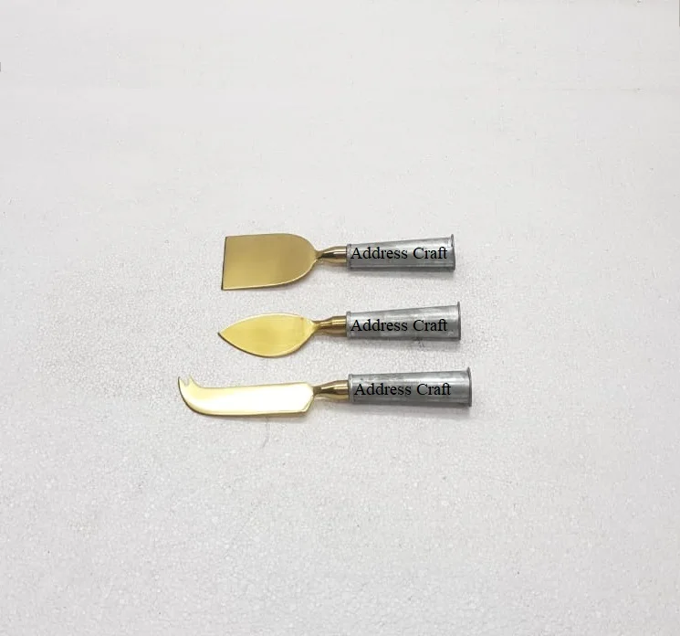 Unique Style Stainless Steel Brown And Blue Color Wood And Resin Handle Butter Knife Cutting Set kitchenware Used New Design