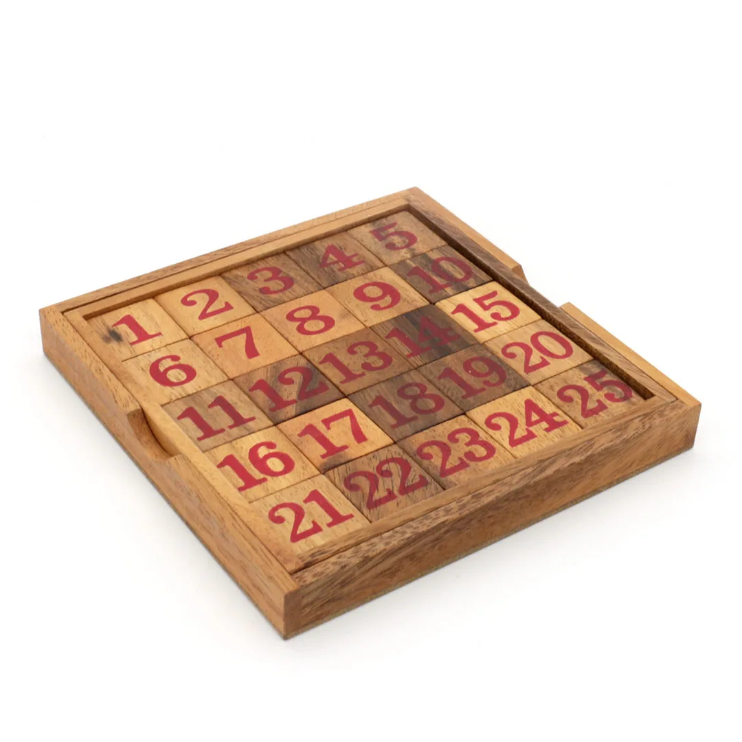 SLIDE 15 Slide Puzzle Wooden Monkeypod Wood for Children and Adults Brain Teaser Challenging Educational