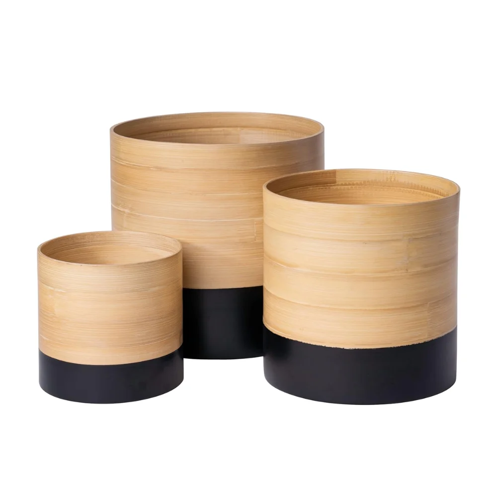 Wholesaler handcrafted eco-friendly modern planter spun bamboo planters pot for indoor plants made in Vietnam