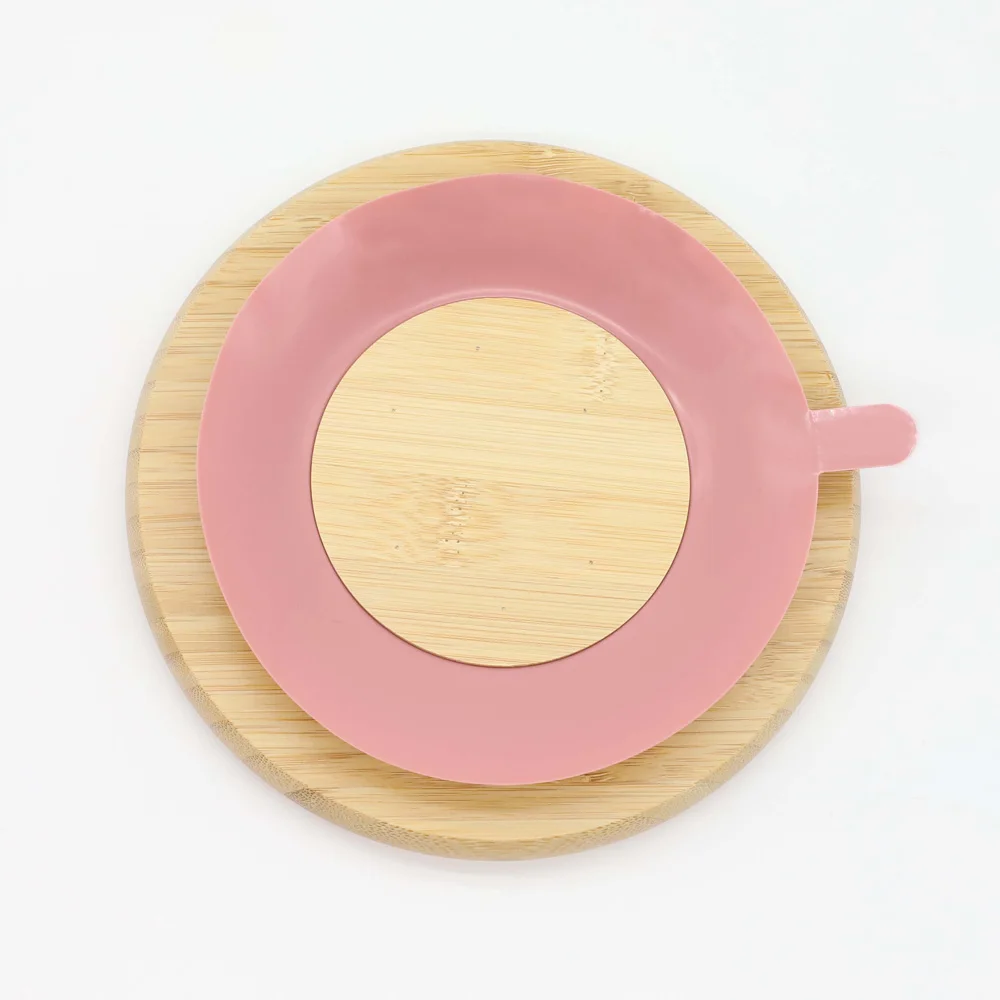 Custom Logo Dinner Plates Kids  High Quality Natural Bamboo Animal Baby Plate with suction baby feeding set