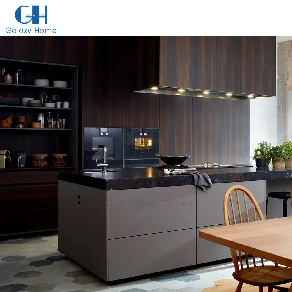 Wood Cabinet Set Dark Brown Full Complete Modern Style Furniture Kitchen Cupboard Units Kitchen Cabinet