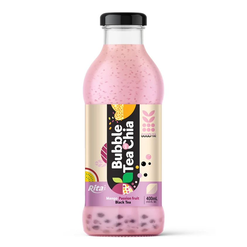 Free Sample Best Sell  Bubble Tea 400Ml Bubble Tea Chia With Raspberry Dragon Fruit Black Tea Flavor
