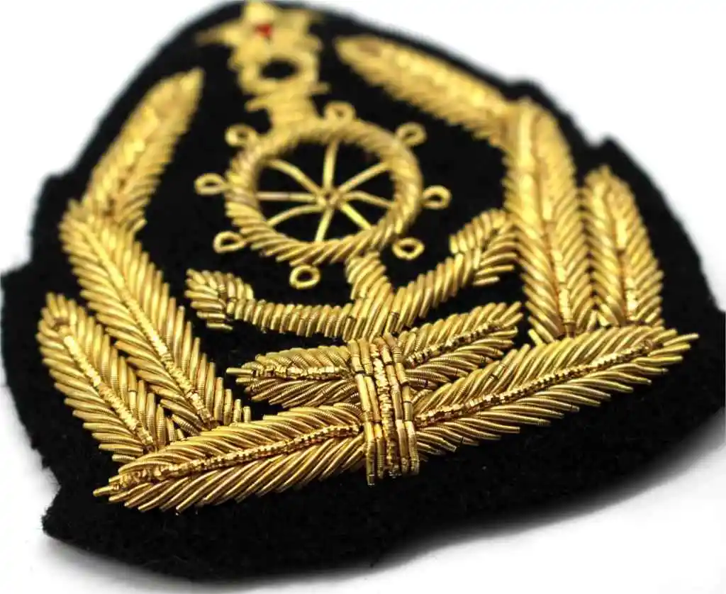 Sweden Officer Badge Customized Bullion Metal Wire Embroidered Badge Hand Embroidered Service Badges