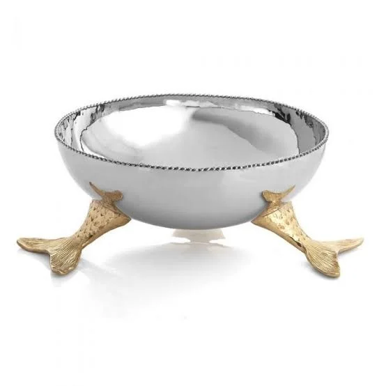 LUXURY DECORATIVE FISH TAIL STAND GOLD PLATTED STAINLESS STEEL BOWL NUTS AND DATES SERVING BOWL NEW COLLECTION DECORATIVE BOWL