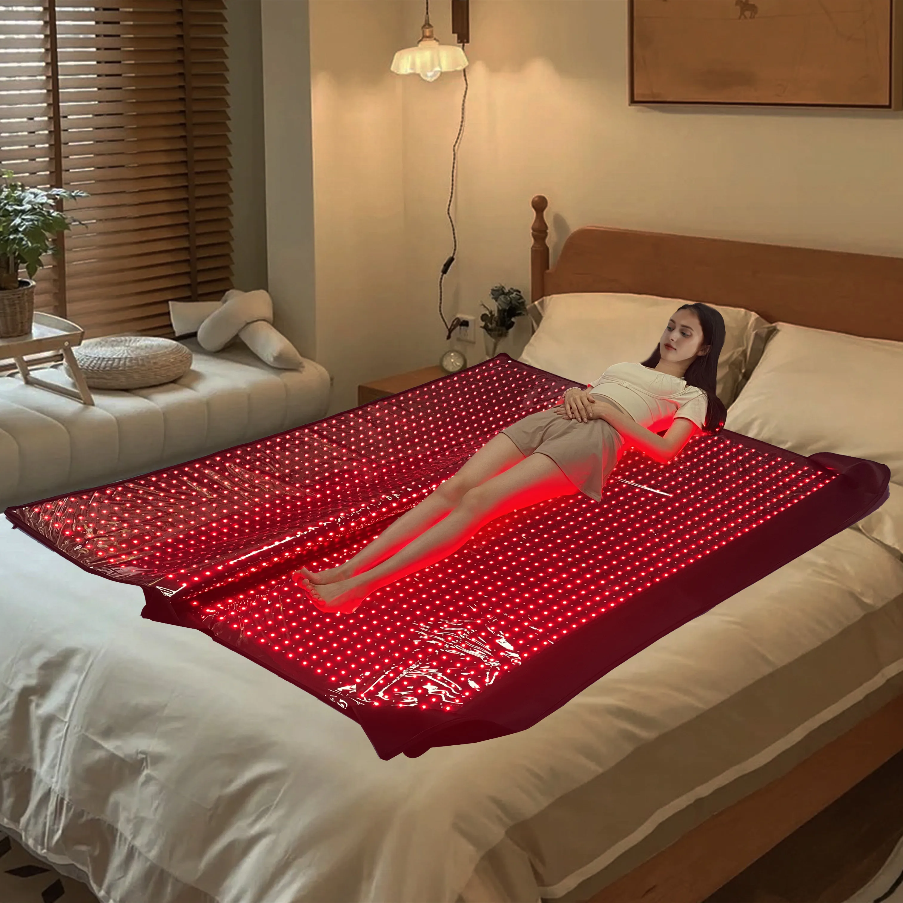 180x90cm Best Sleeping Bag 360 Led Red and Near Infrared Red Light Therapy Sleeping Bag Heating Sauna Capsule for Home Spa Use