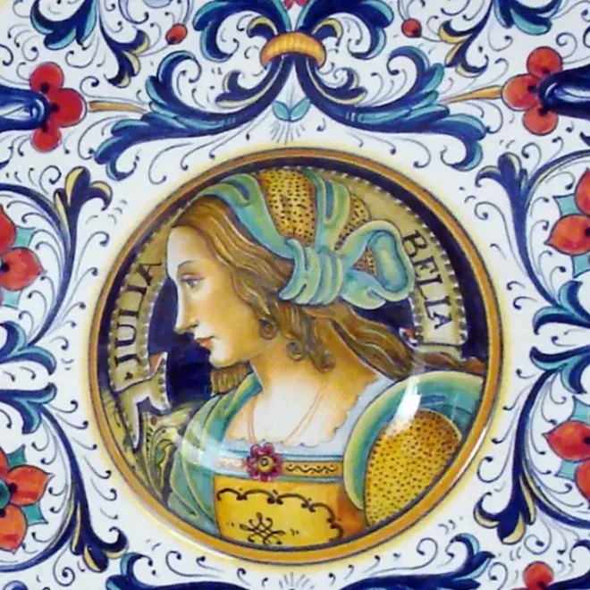 Top italian quality Handmade wall pottery plate woman portrait Renaissance ceramic serving plate