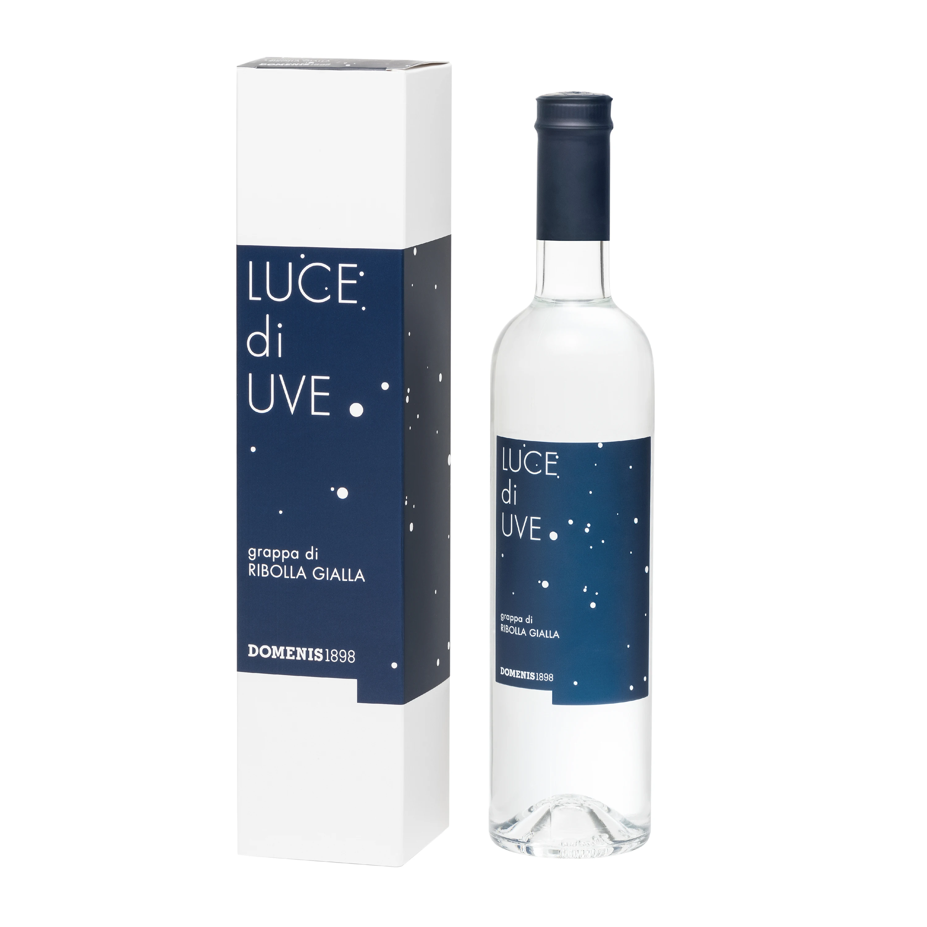 High Quality Italian Grappa with moderate alcohol content Luce Di Uve Ribolla gialla in 50 cl glass bottle cased