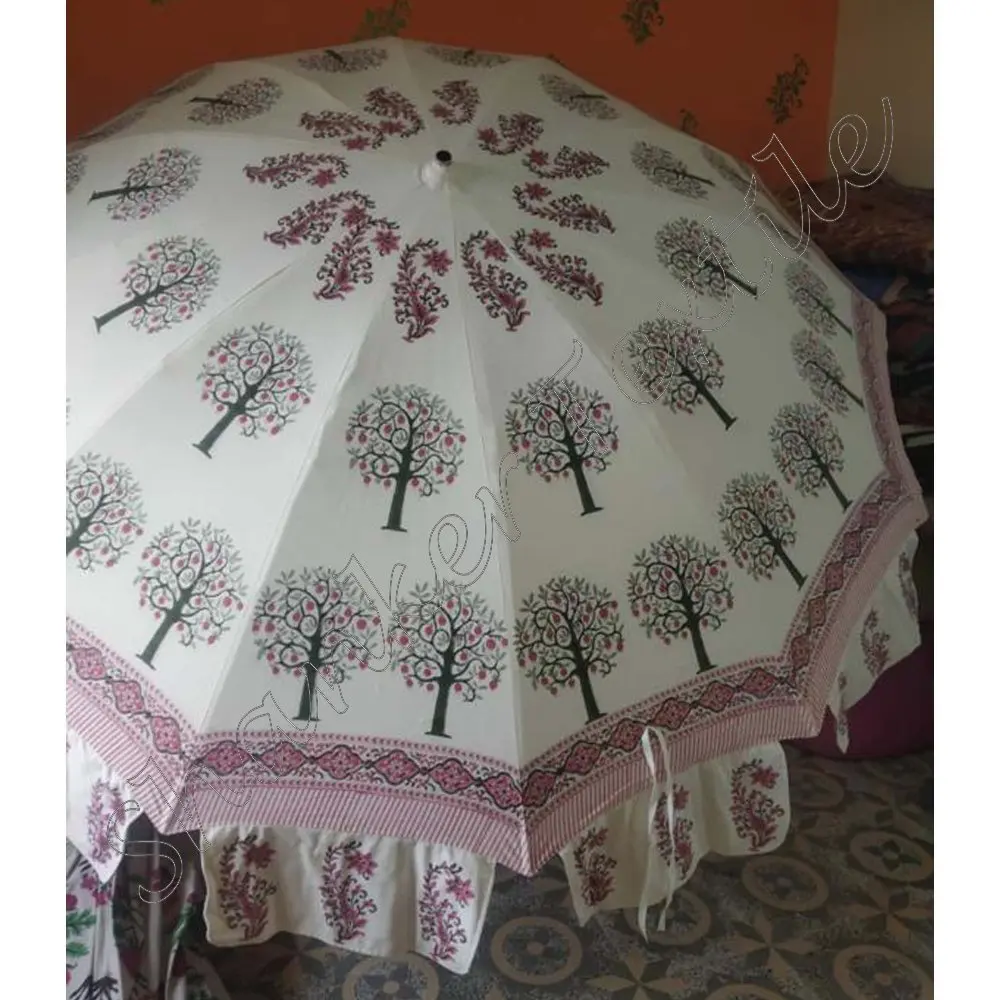 Indian Multi Color Flower Patio Umbrella Handmade Decorative Garden Umbrella Uv Protection Umbrella Beautiful Garden
