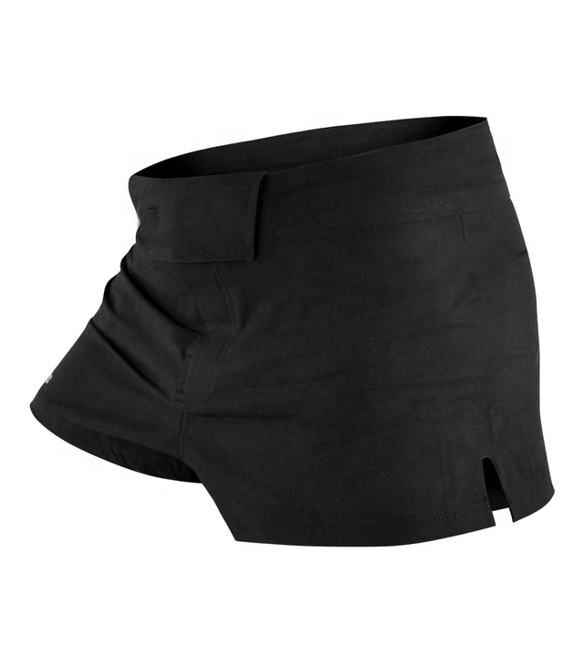 Block single pice 4 way stretchy fabric with slits soccer premium black mma shorts