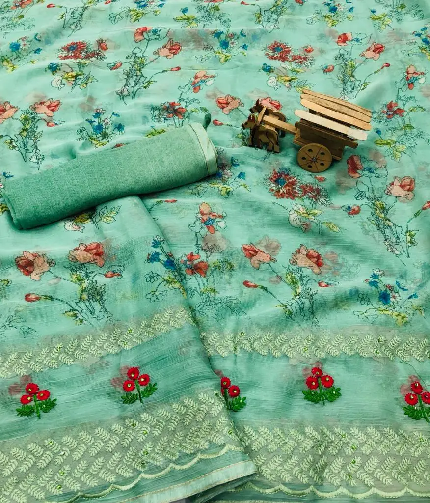 Indian chiffon saree / sari for women latest design