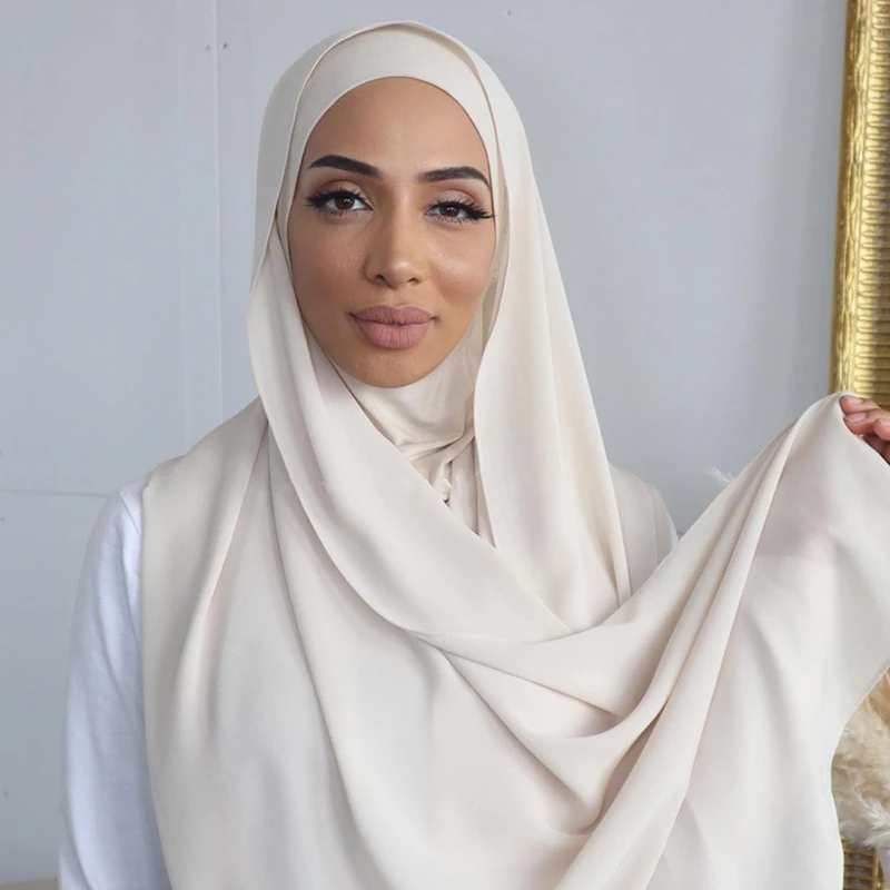 Оптовая продажа мгновенный шифоновый хиджаб с подходящим внутренним хиджабом под шапку полный охват шеи ниндзя внутренние мусульманские шали