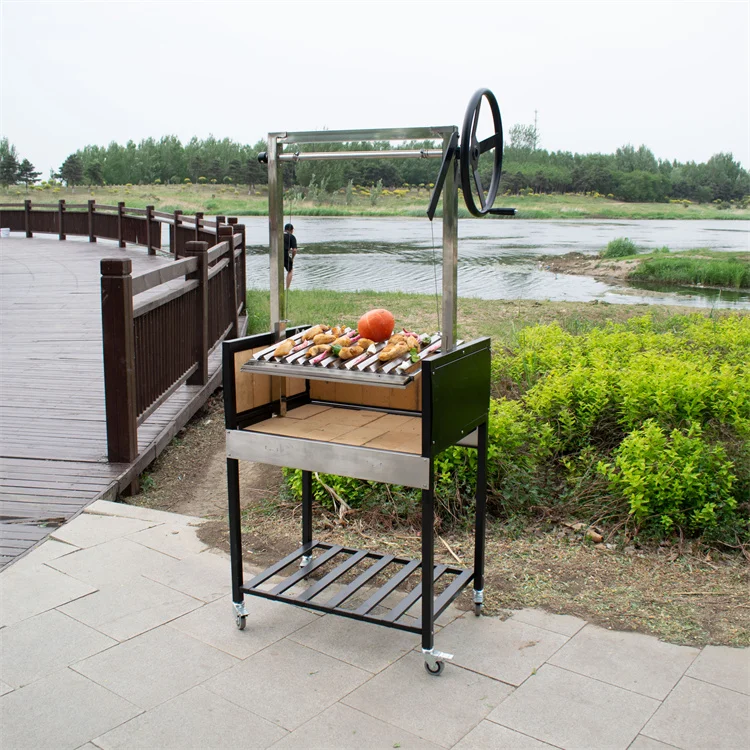 Argentina with brick lift removable V-shaped grill  Charcoal Stainless steel  grill for Kitchen Garden Outside