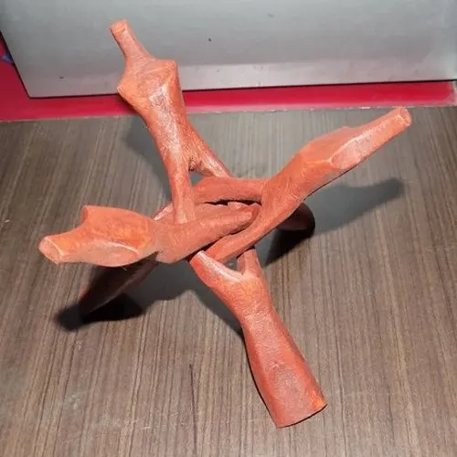 Indian Custom Price Hand Carved 6 Inch Stained Wooden Black Cobra Stand Wooden Tripod Stand For Cauldron At Wholesale Price