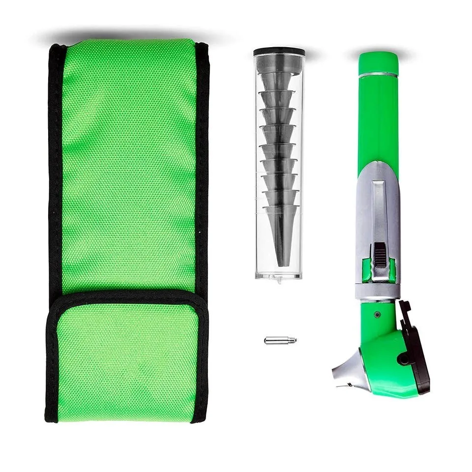 Hot Selling Medical Professional Manufacturer Plastic Stainless Steel Led Otoscope Green Colour CE Certified ISO Approved