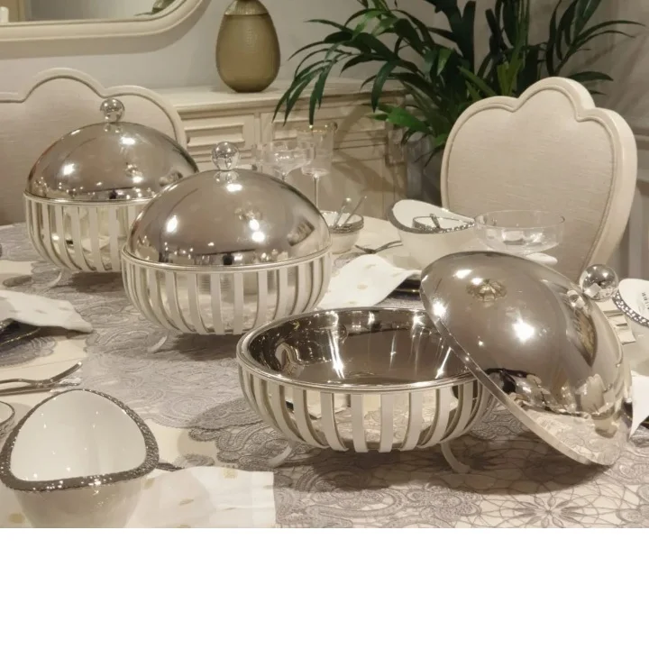 Royal Look Decoration Hotel Catering Use Insulated Casserole Serving Hot Pot For Portable Food Server Rounded Hot Pot