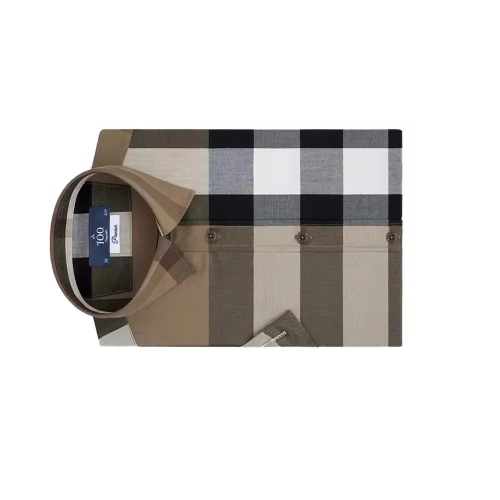 Мужская хлопковая рубашка с длинным рукавом