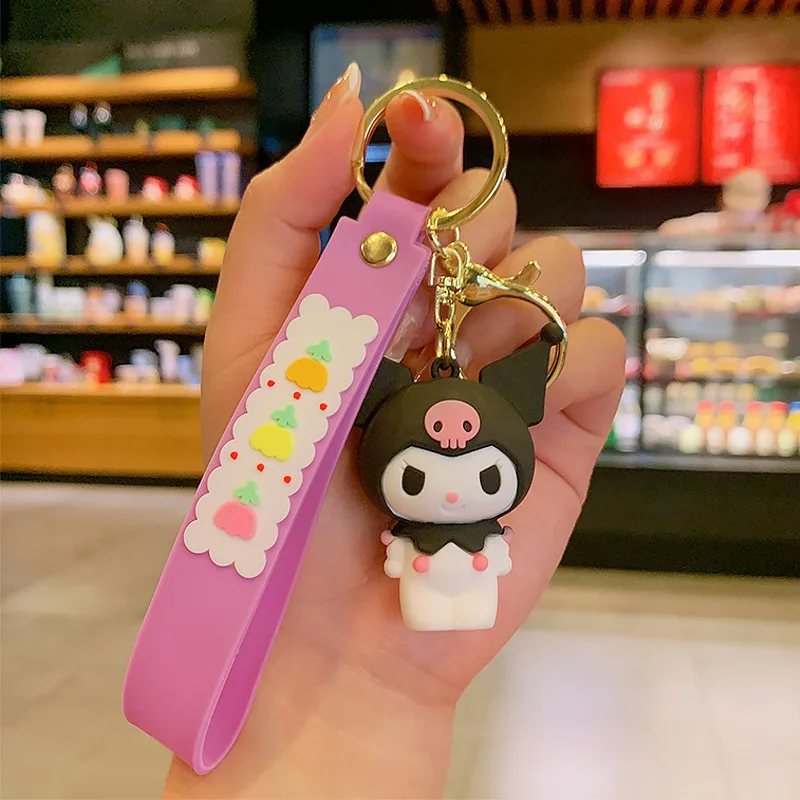 Hecion Accessory Store Cartoon Anime  Purple Kuromi Keychains PVC Doll Key Chain New Trend Keychain