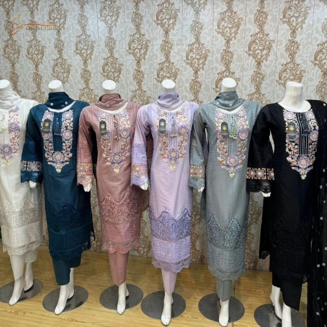 2024 Ssumaira Collection Pakistani Brand Dresses MARIA B Luxury Festive Lawn Latest Collection 03 Piece Unstitched Ladies Suits