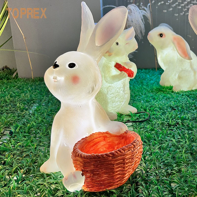 Gardening Garden Creative Ornaments Resin Animal Decor Resin Fiberglass Rabbit Sculpture Chinese New Year Rabbit Decoration