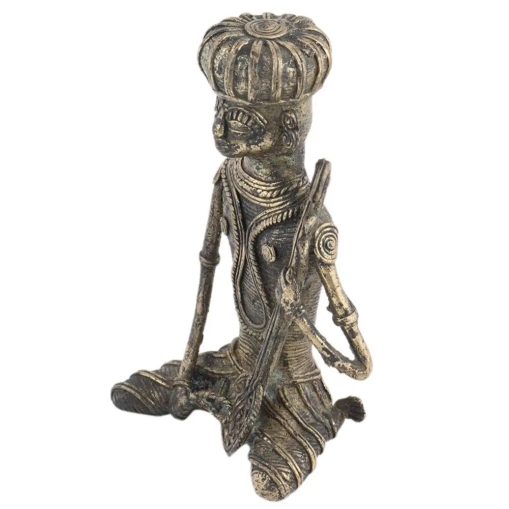 Handmade Indian Brass Antique Tribal Male Musician Sculptures Figurine Statue Home Decor Gift Items Size: 15 x 8 cm SNS-1365
