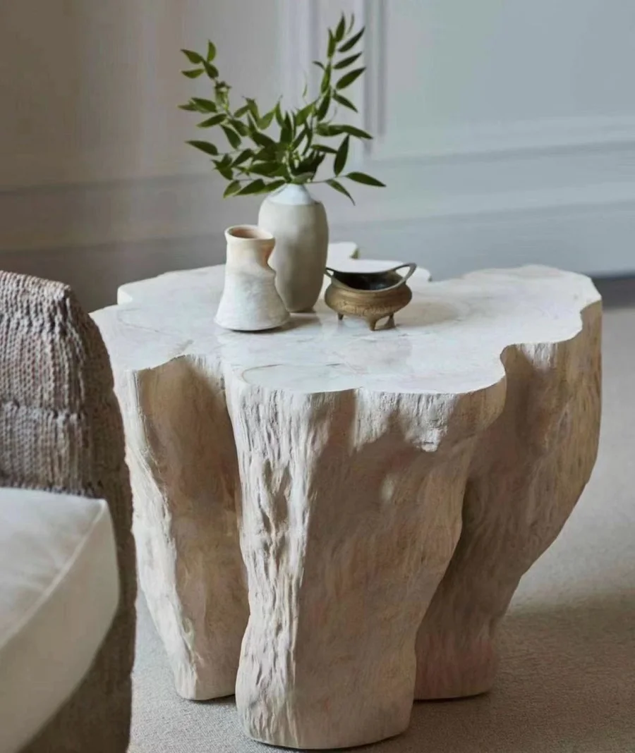 Дизайн wabi-sabi, армированный стекловолокном бетон, Привлекательная форма бокового столика, столик для кафе, бетонный столик для гостиной
