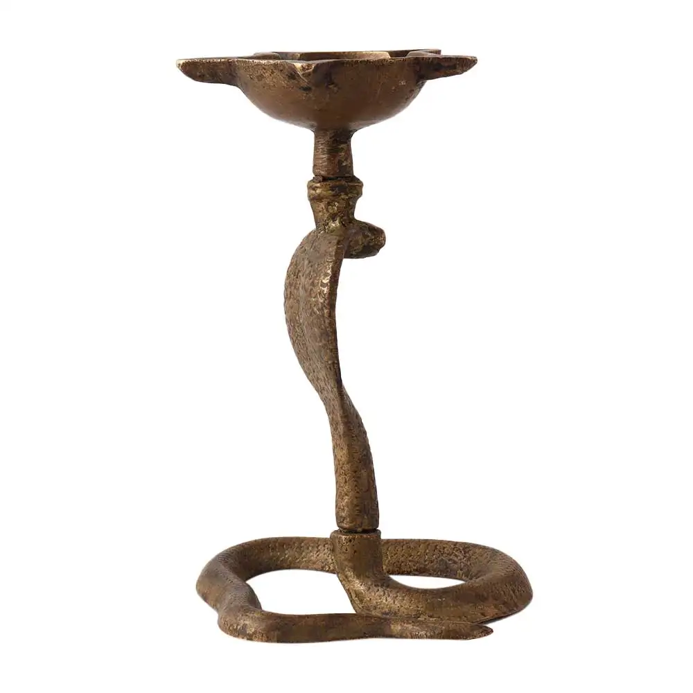 Traditional Antique Vintage Brass Cobra Diya Deepak Oil Lamp Diwali Puja Article Home Temple Decoration Ornaments SNE-382