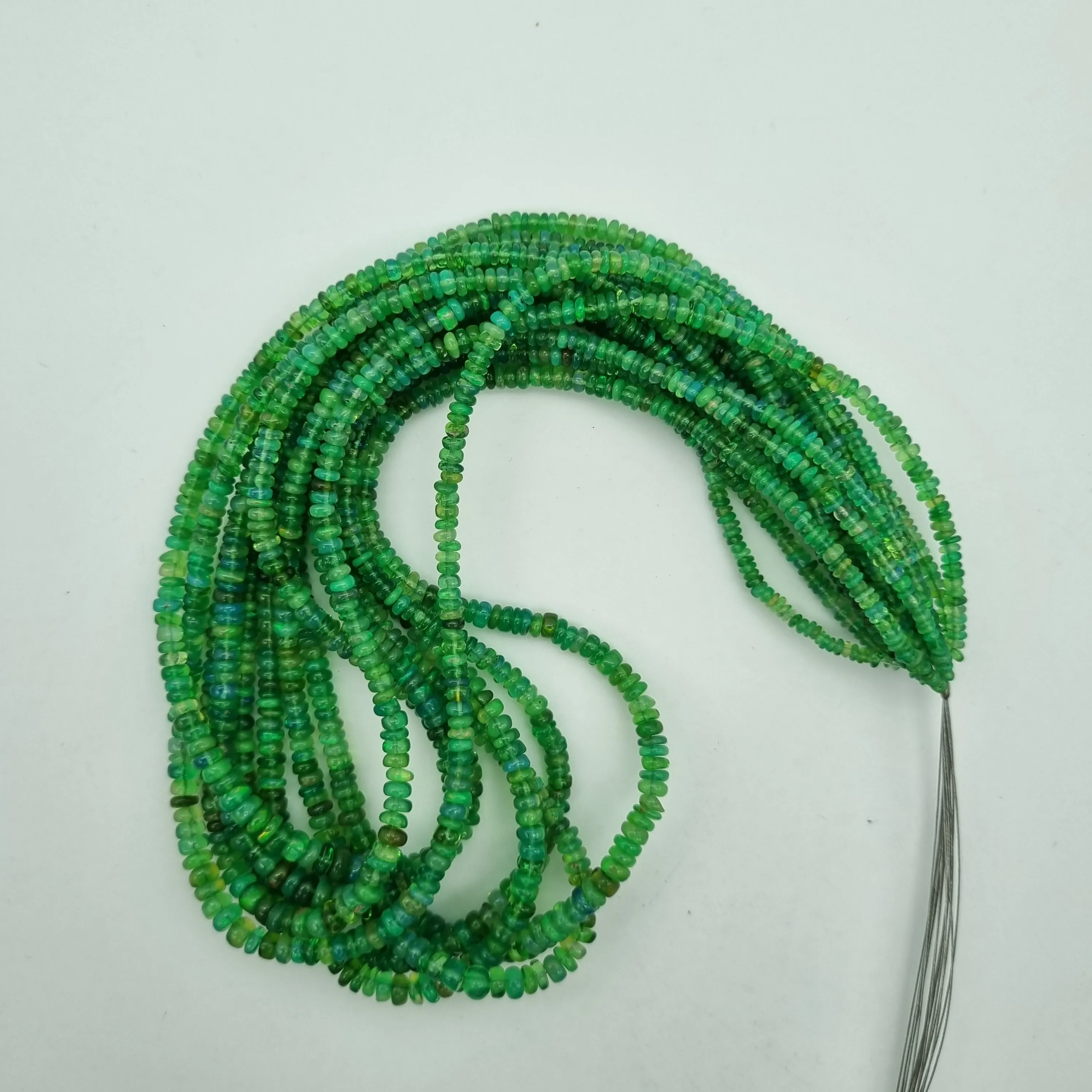 Most Selling  AAA Green Colour Ethiopian Opal Smooth Rondelle  Beads At Best Price By Factory For Jewelry