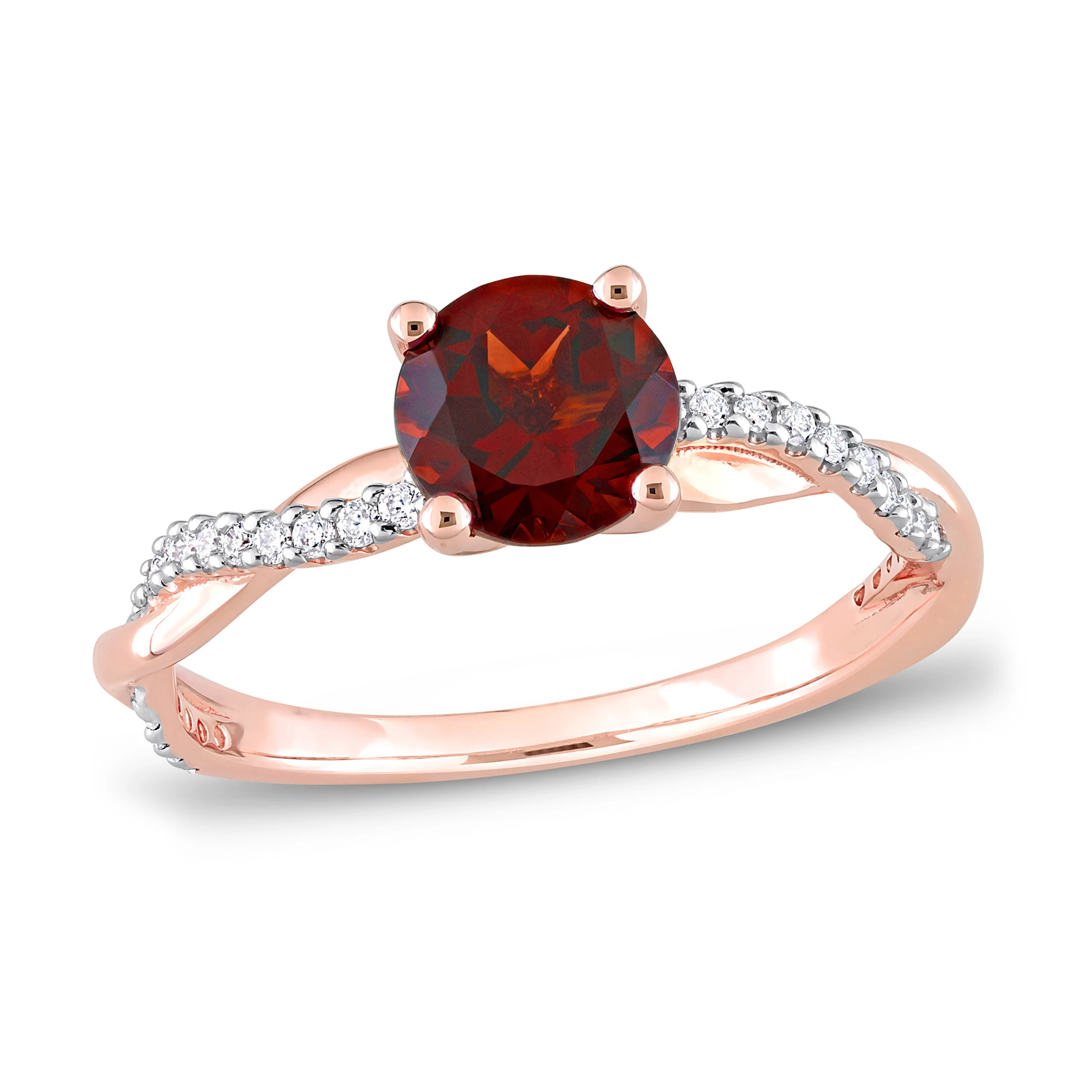 Round Garnet 14K Rose Gold 14kt Gold Wedding Ring for Beautiful Bridal Limited Edition Perfect Gift