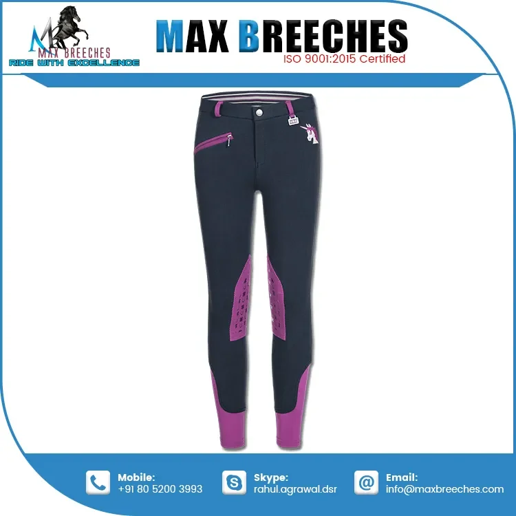 Wholesale Price Comfortable Horse Riding Kids Breeches Equestrian Clothing Jodhpurs with Silicone Printing Tight Type